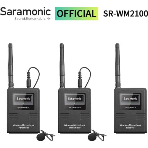 Saramonic SR-WM2100 camera-mountable 2.4GHz dual wireless lavalier microphone system for DSLR Mirrorless and video cameras