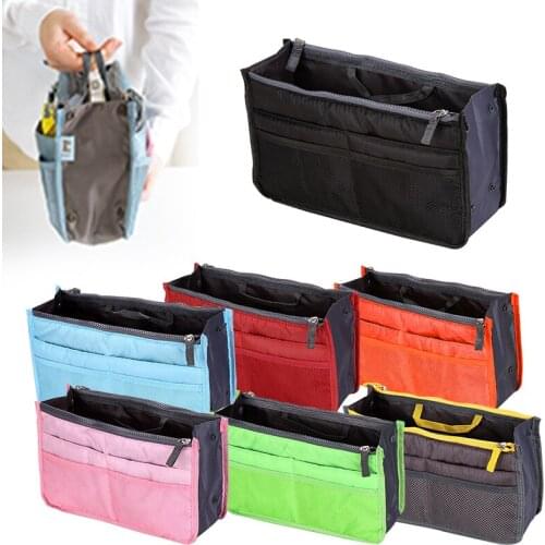 1pcs Women Organiser Handbags Nylon Travel Bags Insert Liner Purse Large Multiple Pockets Tidy Pouch Female Tote Lady Cosmetic