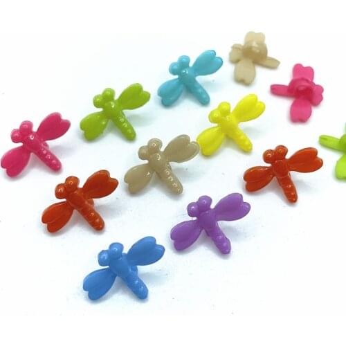 Suoja 50PCS 15*20MM dragonfly Dyed Plastic buttons coat boots sewing clothes accessory cartoon button