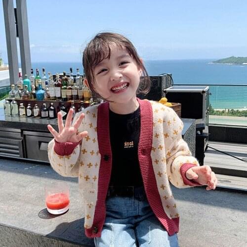 Girls Sweater Babys Coat Outwear 2021 Beige Thicken Warm Winter Autumn Knitting Cardigan Christmas Gift Childrens Clothing