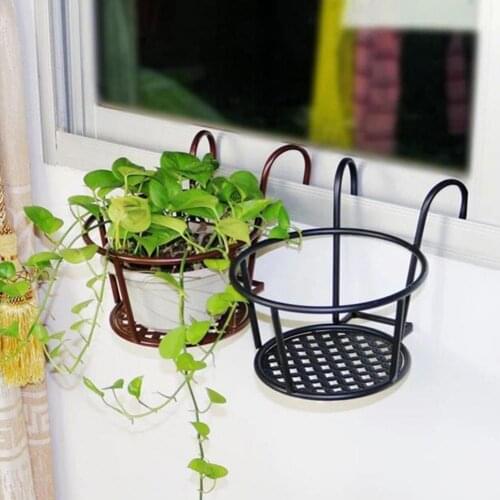 Weather Proof Plant Shelf Easy-Installation Multi-Use Iron Fence Balcony Hanging Flower Basket Flower Pot Stand Home Decoration