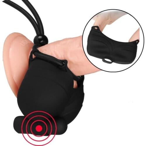 Vibrating Penis Cage for Men Testicular Massage Stimulator Penis Ring Adult Erotic Sex Toys Scrotum Pendant Chastity Cock Cage