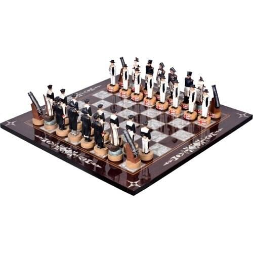 Vuki Medium Size at the Battle of Trafalgar Chess set British Vs French Chess Board Games