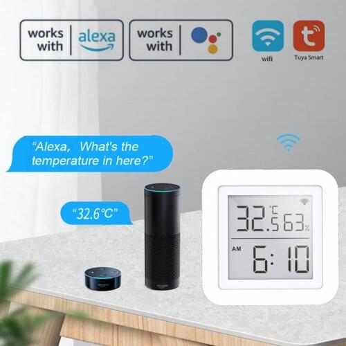 Tuya WiFi Hygrometer Thermometer Intellgient Sensors emperature/Humidity Display Compatible with Alexa Google Home