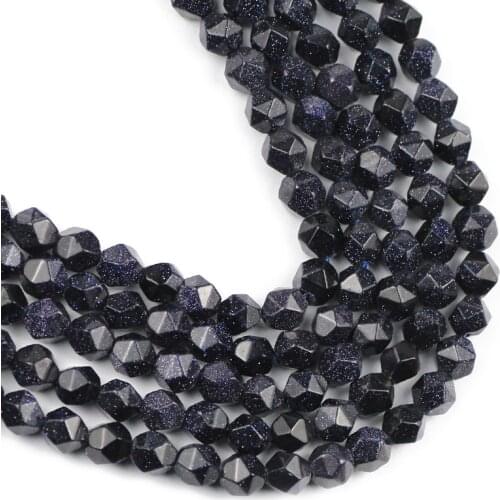 YHBZRET Natural Big Faceted Blue sand stone 8MM 46pcs Loose Spacers beads for Jewelry making DIY bracelets necklace Accessories