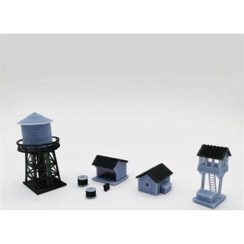 Train railway model scene Z ratio 1:220 Railway side building Water tower watch tower equipment room