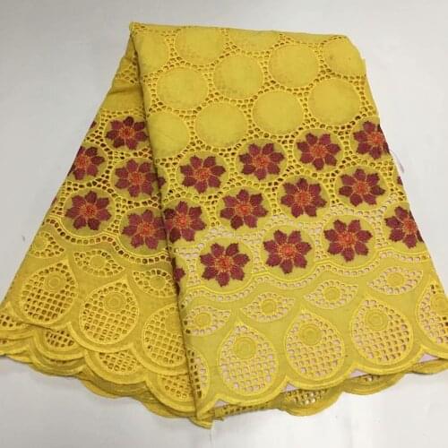 Yellow African Lace Fabric High Quality Lace 2021 Swiss Voile Lace Fabric Embroidered Cotton Lace for Wedding AM47771
