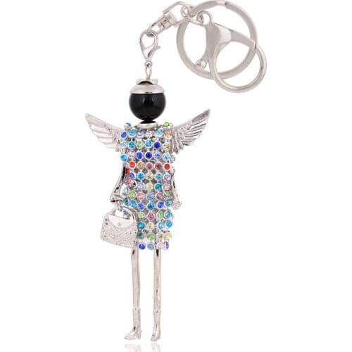 Women handbag fashion crystal keychains hot sale design rhinestone key chain holder car key ring bag jewelry wholesale