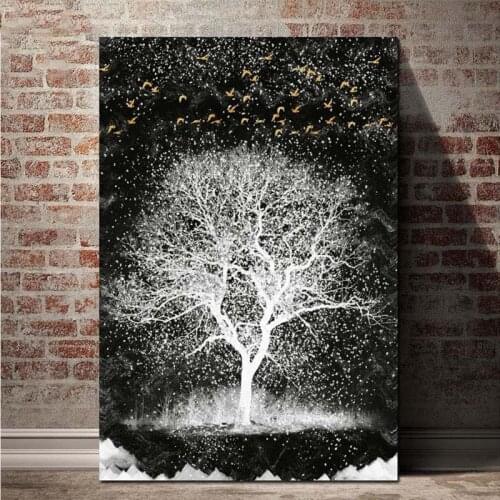 100% Full Square Round Resin 5D Diy Diamond Painting Black White Tree Embroidery Mosaic Art Picture Pastes Wall StickersZP-4083