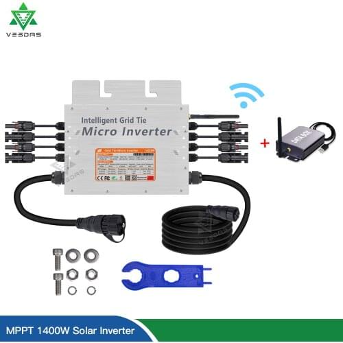 1400W IP65 Solar Grid Tie Micro Inverter SG1400 MPPT Microinverter Inversor 24V 36V DC 110V 220VAC For 4*350 Solar Panels
