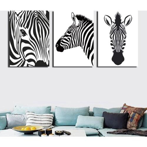 3 pieces cartoon portraits zebra picture printed on canvas painting school children room decoration art wall poster image FA320
