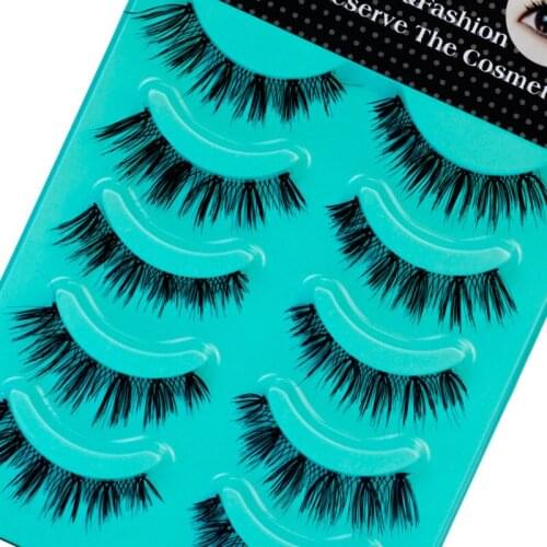 5 Pairs Soft Natural Eyelashes Cross False Eye Lashes Extension Long Thick Handmade Winged Fake Eyelashes Makeup Faux Cils #K07
