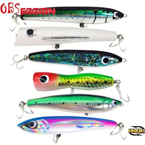 OBSESSION 70g90g120g140g Trolling Wooden Stickbait With Origin Hooks Peccil Popper Fishing Lure Topwater Floating Fishing Tool