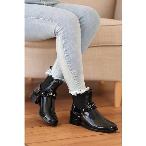 A35222-20Siyah Pink Potin Black Women Boots A35222-20