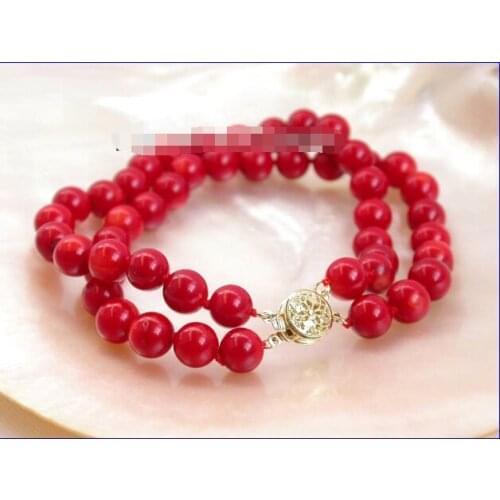 AAA Beautiful 2row nature red coral bangle bracelet