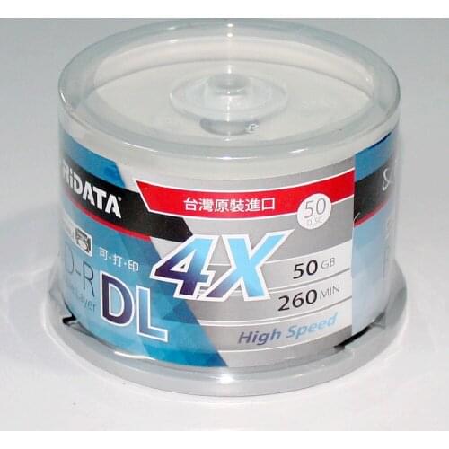 Free shipping 50 pack/one RIDATA/Ritek box A+ quality Blank Inkjet Printable Blu Ray DL 2-8x Dual Layer 50GB BD DL Disc cake box