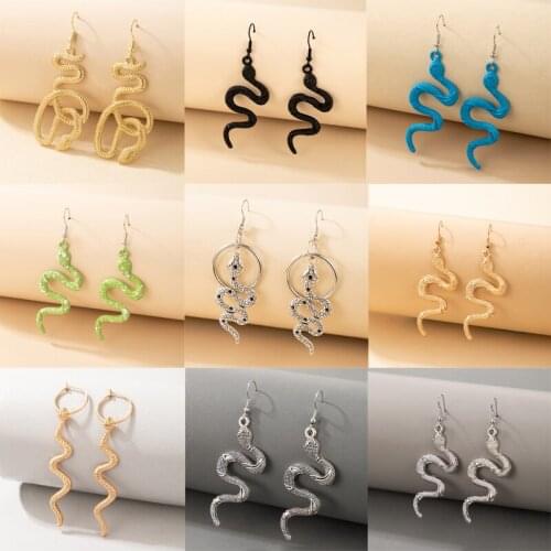 Tocona Bohemian Snake Drop Dangle Earrings for Women New Fashion Gold Color Alloy Metal Punk Jewelry Pendient Gift 17637