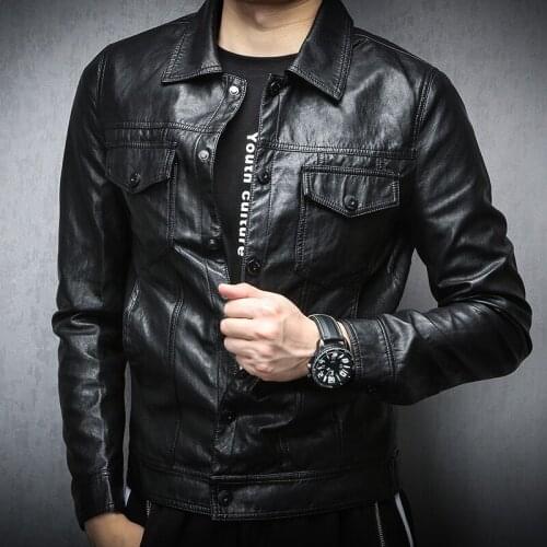 Spring autumn leather clothing Slim Korean youth handsome trend new spring and autumn motorcycle clothing mens leather jacket