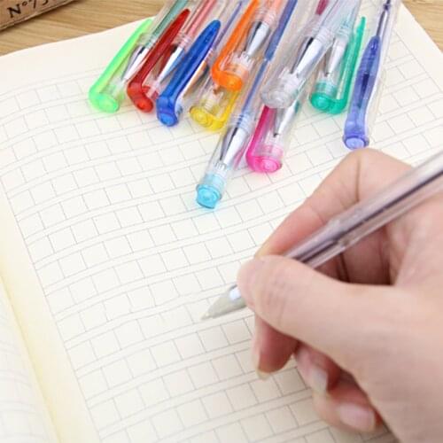 W3JD 0.5mm Luminous Flash Colour Party Neon Clip Gel Ink Pen Writing Ballpoint Office