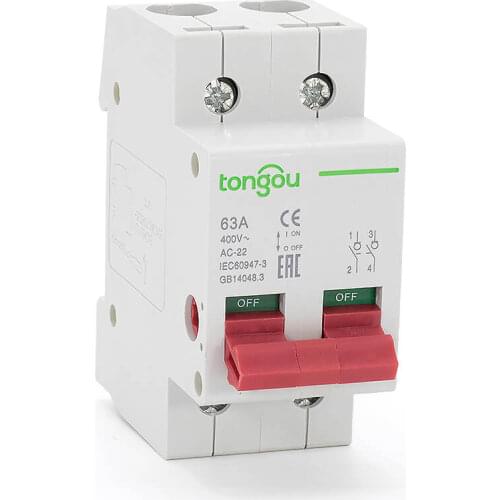 230V 400V AC 2P Main Switch Function Disconnector Switch Isolator Circuit Breaker TOD10-100