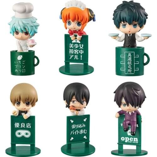 Hot 6pcs/lot 4-5CM Japanese anime figure Q version GINTAMA action figure collectible model toys brinquedos