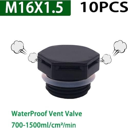 JIAF 10Pcs M16*1.5 Nylon Waterproof Air Vent Valve Screw In Protective Vent Plug E-PTFE Plastic Breather Vent Valve