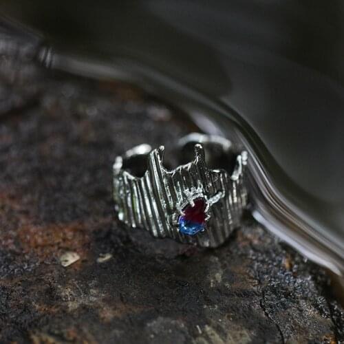 Original fish bone series European and American retro style fin irregular geometric trend purple ring ring