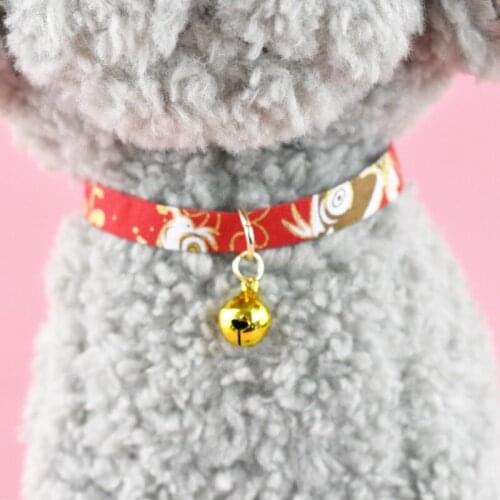 Pet Bell Wind Collar Chinese New Year Style Pet Embroidery Adjustable Bells Cats and Dogs and Wind Cat Lucky Collar Accessries