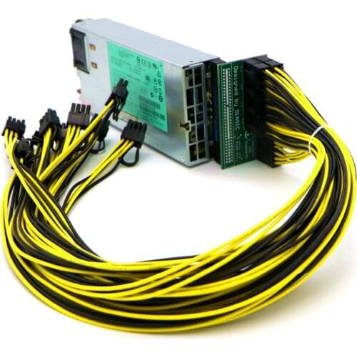 Mining Kit - 10pcs 6Pin Mining Breakout Board + 100pcs 60CM UL 1007 16AWG PCI-E 6Pin to 6+2Pin Cable