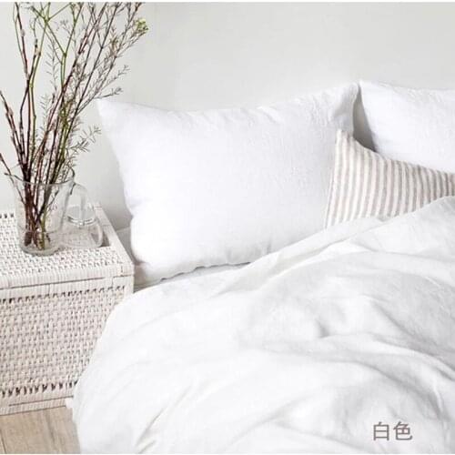 100% Linen bedding set King Queen Size White light blue gray pink colors Duvet cover Flat sheet Pillowcases 4 PCs set on sale