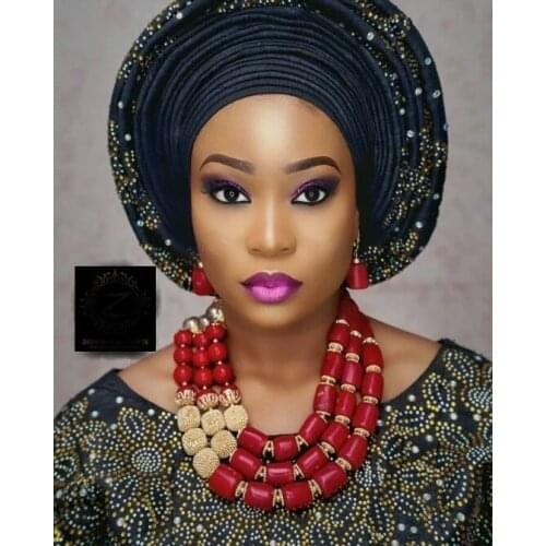 Quality Wine Red Coral Beads Women Jewelry Set Real Natural Coral Necklace Set for Nigerian Wedding CG009