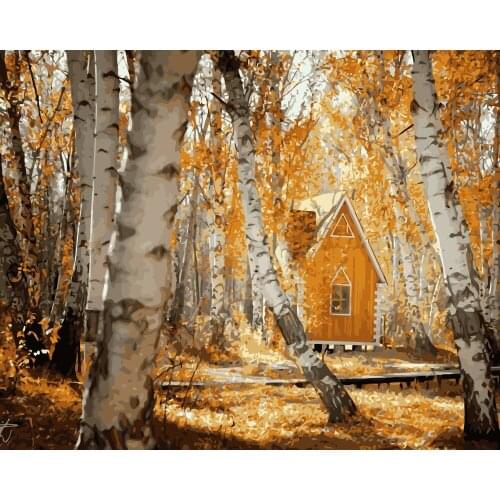 MaHuaf-i249 DIY Painting By Numbers forest lodge lanscape Coloring Oil Painting On Canvas Drawing Home Artwork Wall Art Picture