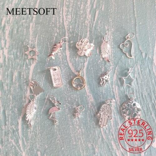 MEETSOFT Classic 925 Sterling Silver flower animals Charms DIY Handmade Making Finding Jewelry Bracelet Deocration Accessory