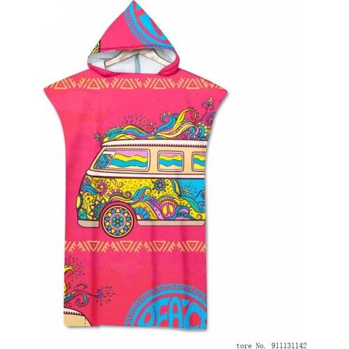 New Color and Plain Print Hooded Beach Towel Super Fiber Swimming Beach Surfing Adult Beach Wear Water Absorption Robe