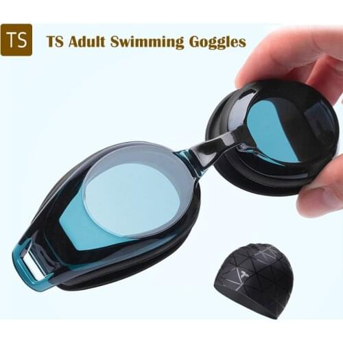Original TS Adult Swimming Goggles Swimming Glass HD Anti-fog 3 Replaceable Nose Stump with Silicone Gasket Widder Angle Goggles