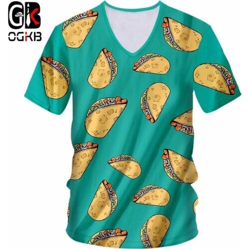 OGKB Sexy Deep V Neck Tshirt Women/mens Funny Print Burritos Foodie 3d T-shirts Man Short Sleeve Tee Shirts Unisex Dropshipping