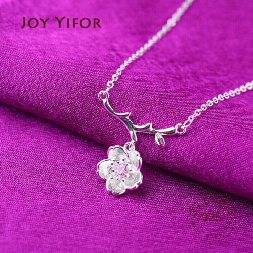 925 sterling silver necklace flower elegant chain necklace fashion sterling silver jewelry round r necklace