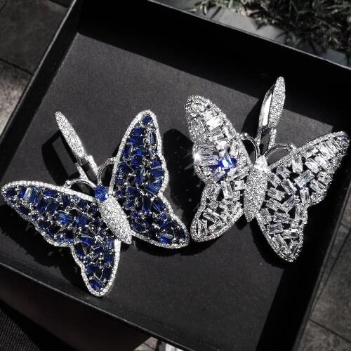 Bling Iced Out Butterfly Pendant Necklace 5 Colors Geometric Zircon Necklace Hip Hop Jewelry For Men Women Gifts