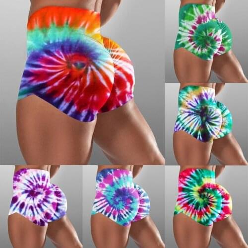 Paisley Tie-Dye Elastic Waist High waisted Athletic Shorts Outdoor Sportswear cheap Gym stuff Sexy Elastic Shorts Leggings