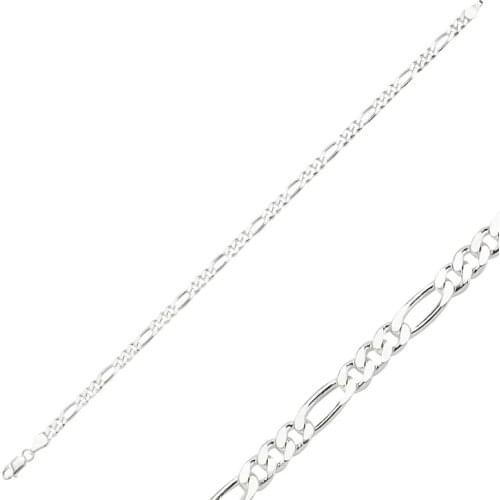 Silverlina Silver 100 Micron Figaro Chain Bracelet