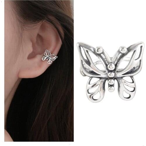 New Fashion Hollow Butterfly Earrings Female Jewelry Pure Silver 925 Sterling Clip Earring Girl Accessories Trendy Silver Bijou