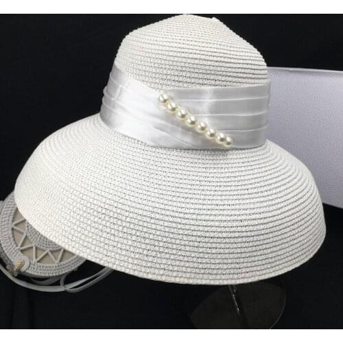 French new Hepburn big eaves M basin of the straw hat cap retro fisherman hat female hat sunhat sunscreen on vacation