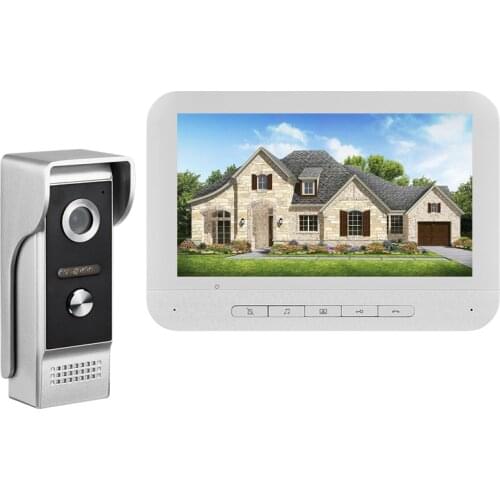 Visual Intercom Doorbell 7'' TFT LCD Wired Video Door Phone System Indoor Monitor 700TVL Outdoor IR Camera Support Unlock
