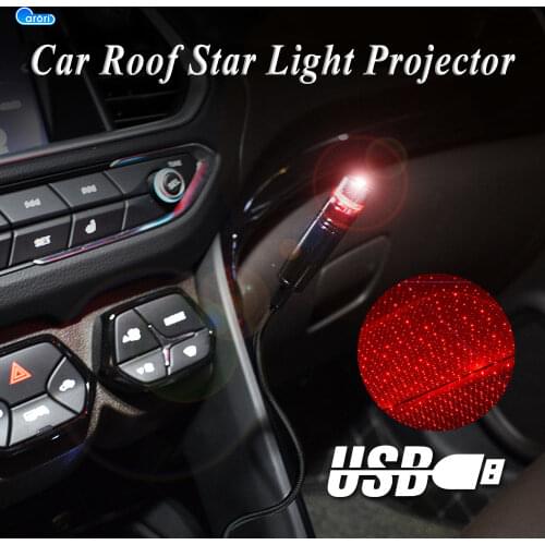 USB Car Roof Star Light Projector Decorative Starry Sky Light 360° Rotating Adjustable Atmosphere Galaxy Lights Ambient Lamp