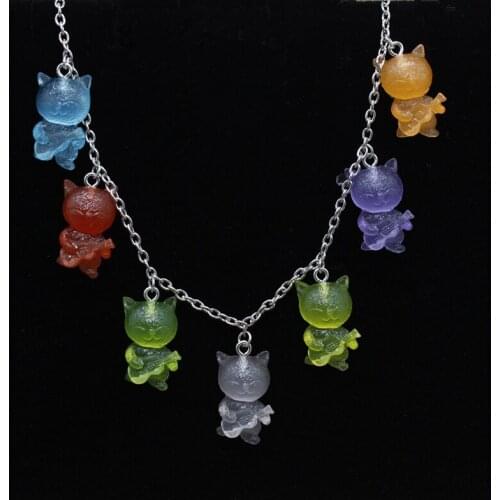 2020 New Fashion Colorful Transparent Candy Color Plastic Cat Guitar Pendant Jewelry Necklace Female Necklace Jewelry
