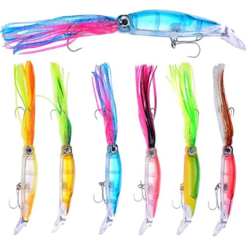 1pcs 14cm / 40g Fishing Lures 6 Colors Bionic 3D Eyes Hard Baits Squid Octopus Trolling Baits Hooks Sea Allure Fishing Tackle