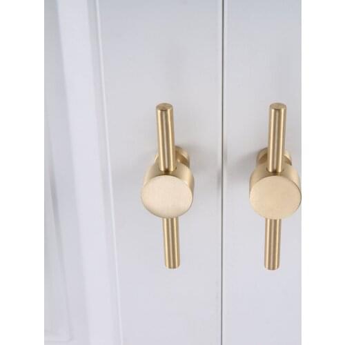 1pc Brass Copper Kitchen Cabinet Door Handles 90mm T Bar Furniture Knobs Pulls Gold Drawer Knobs Pull Dresser Handles Hardware