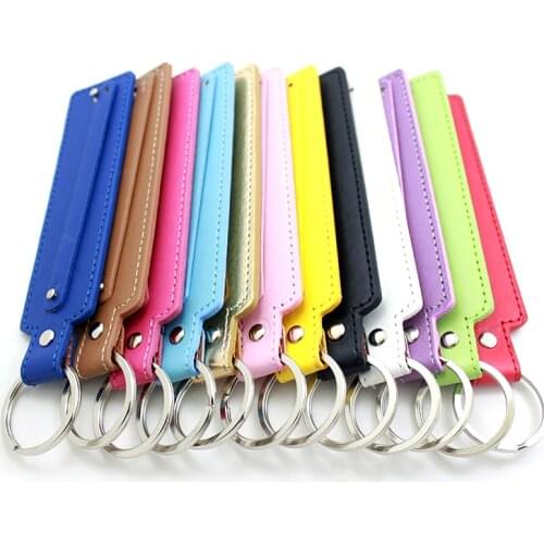 Diylocket 10pcs PU leather key chain-key ring-keyring-keychain 10 color can choose fit 8mm slide letter charms number LSBR017*10