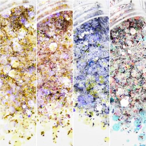 12Jars/Lot Nail Glitter Flakes Laser Rainbow Manicure DIY Sequins Colorful Mixing holo Glitter Powder For 3D Nail Art Decoration