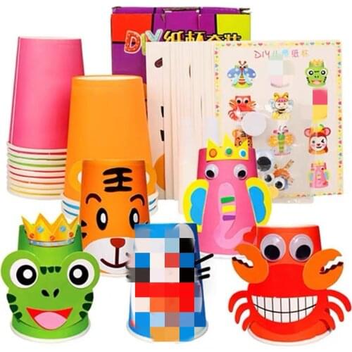 12pcs Children 3D DIY handmade Paper Cups Sticker Material Kit Whole Set Kids Kindergarten School Art Craft Educational Toys